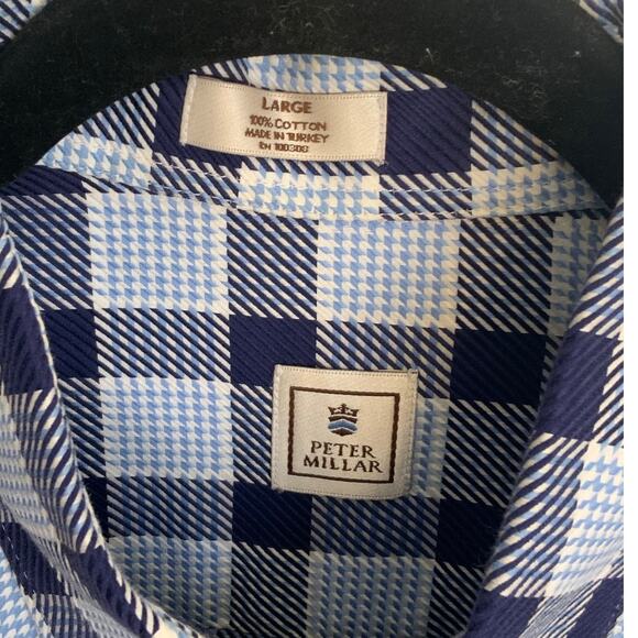Peter‎ Millar Plaid Cotton shirt size large - Picture 2 of 5